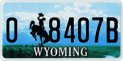 WY license plate 08407B