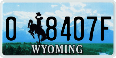WY license plate 08407F