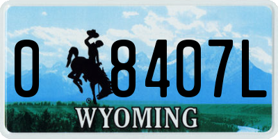 WY license plate 08407L