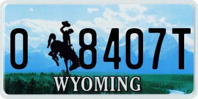 WY license plate 08407T