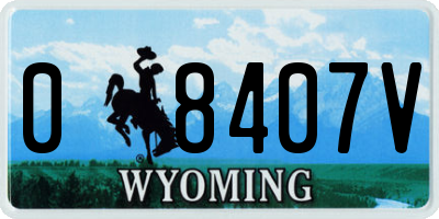 WY license plate 08407V