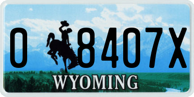 WY license plate 08407X