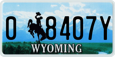 WY license plate 08407Y