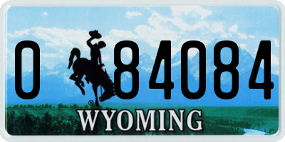 WY license plate 084084