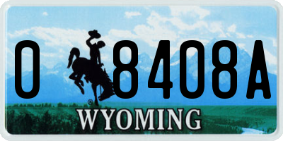 WY license plate 08408A