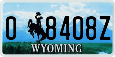 WY license plate 08408Z