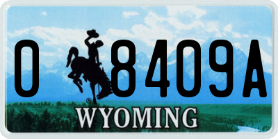 WY license plate 08409A