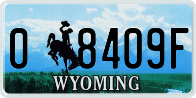 WY license plate 08409F