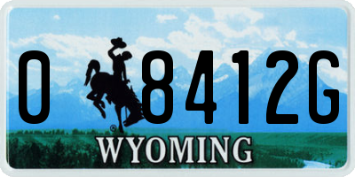 WY license plate 08412G
