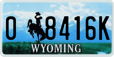 WY license plate 08416K