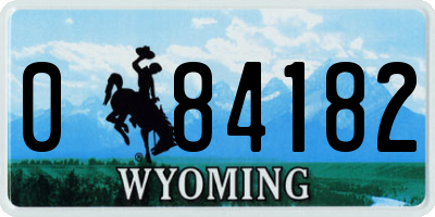 WY license plate 084182