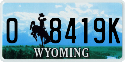 WY license plate 08419K