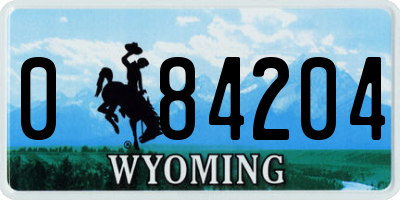 WY license plate 084204