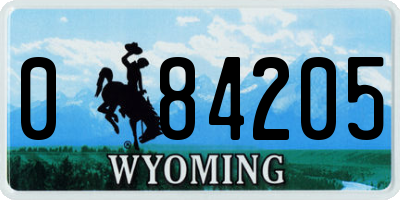 WY license plate 084205