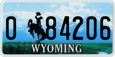 WY license plate 084206