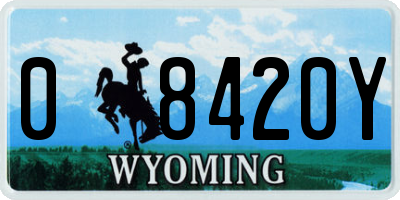 WY license plate 08420Y