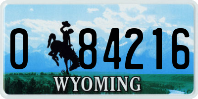 WY license plate 084216