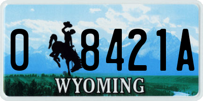 WY license plate 08421A