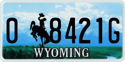 WY license plate 08421G
