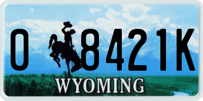 WY license plate 08421K