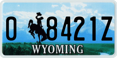 WY license plate 08421Z