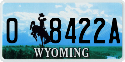 WY license plate 08422A