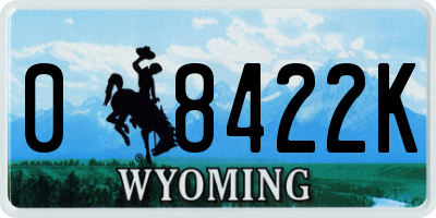 WY license plate 08422K