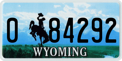 WY license plate 084292