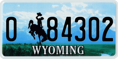 WY license plate 084302