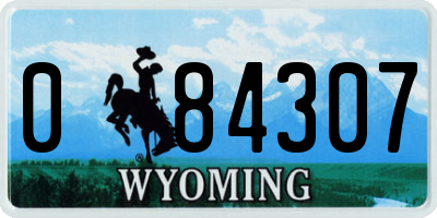 WY license plate 084307