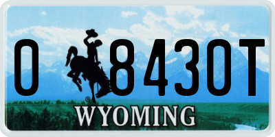 WY license plate 08430T