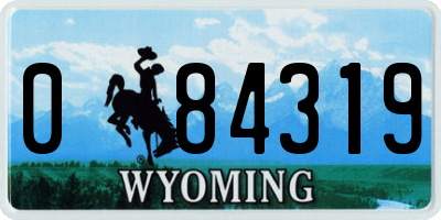 WY license plate 084319