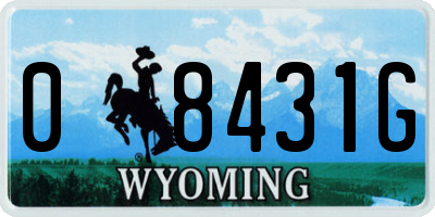 WY license plate 08431G