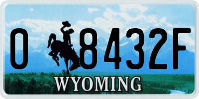 WY license plate 08432F