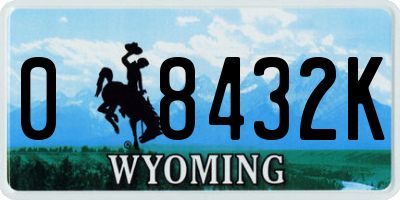 WY license plate 08432K