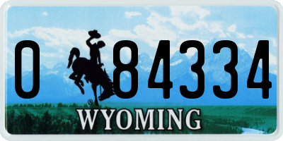 WY license plate 084334