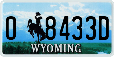 WY license plate 08433D