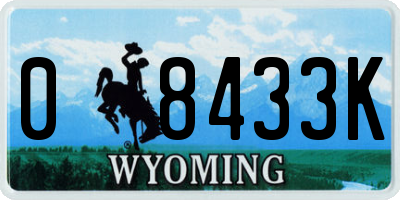 WY license plate 08433K