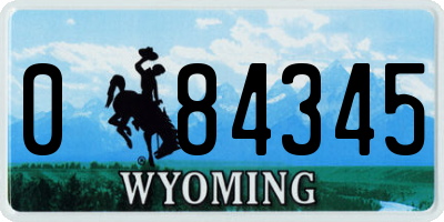 WY license plate 084345