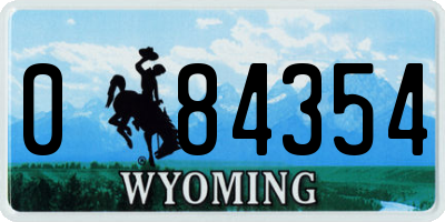 WY license plate 084354