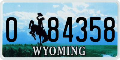 WY license plate 084358
