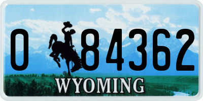 WY license plate 084362