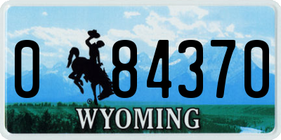 WY license plate 084370