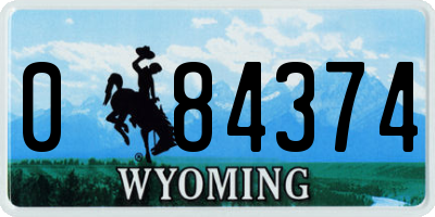 WY license plate 084374