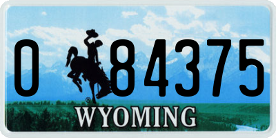 WY license plate 084375