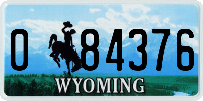 WY license plate 084376