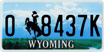 WY license plate 08437K