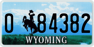 WY license plate 084382