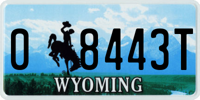 WY license plate 08443T