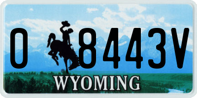 WY license plate 08443V
